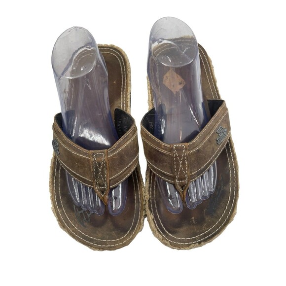 Justin Bent Rail Slide Hemp Sandals Mens Size 8 Leather Slip On Western Slides - Picture 2 of 8